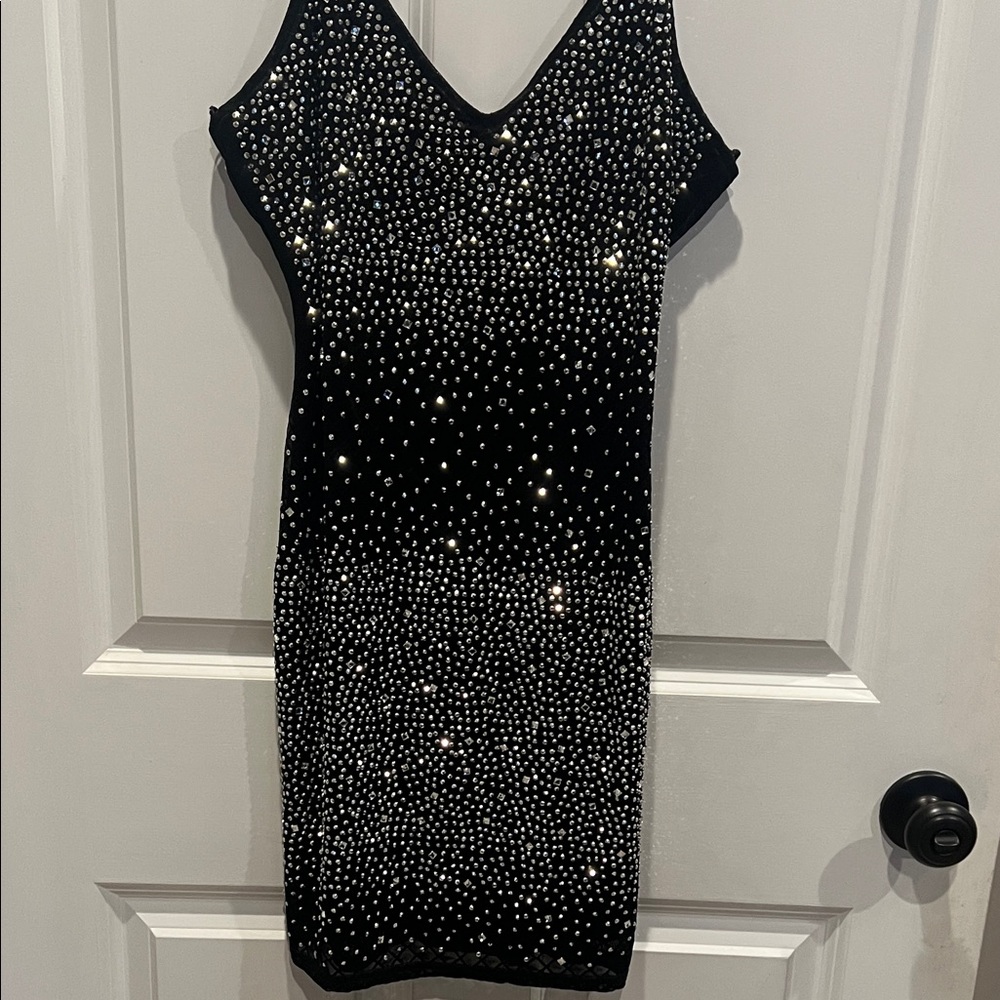 Windsor Black Mini Dress with Silver Embellishments
